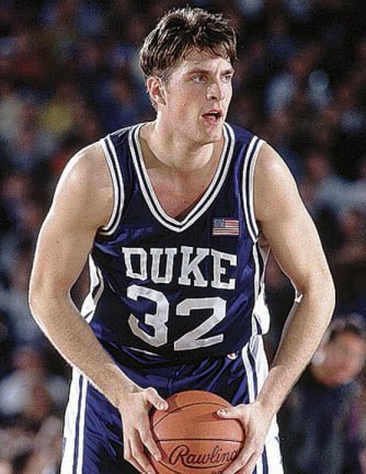 BlueDevilDecade's tweet photo. Throwin’ it back to the 90’s with #32 and #33–welcoming back legends Christian Laettner and Grant Hill! https://t.co/A0mzHro47C
