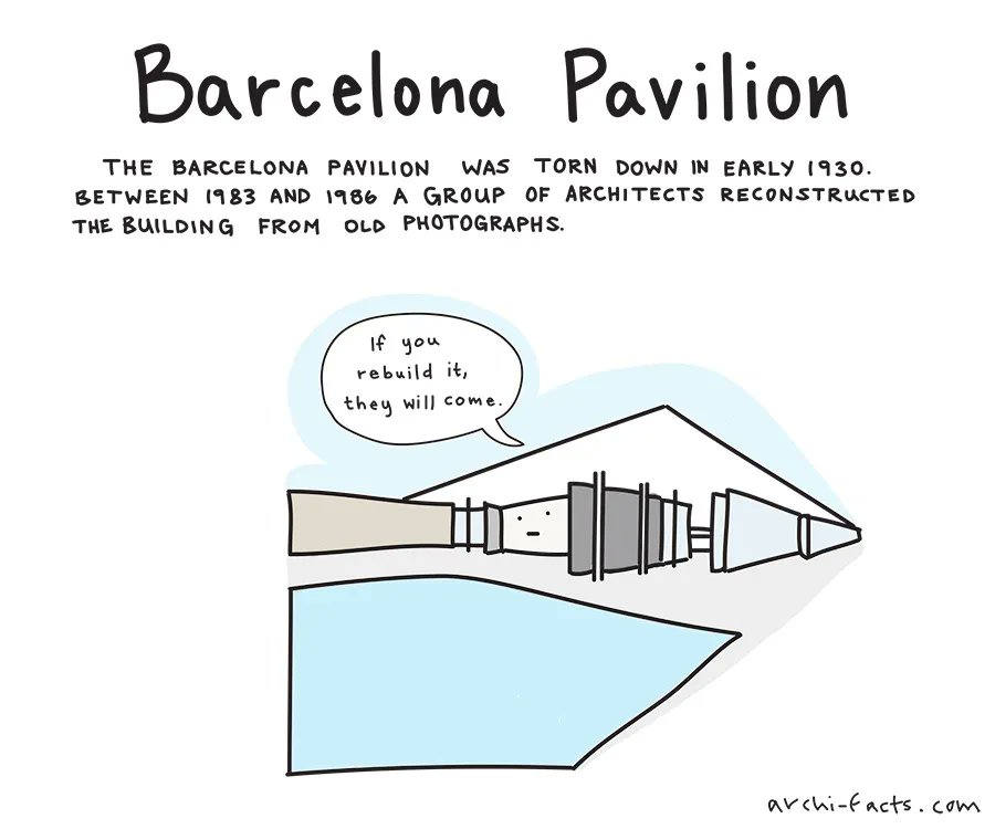 ArchifactsComic's tweet photo. Every city should have a pavilion 
 #architecture #travel #cute #webcomic #comic #archifacts #barcelona #pavilion https://t.co/3HmMNiCbmS