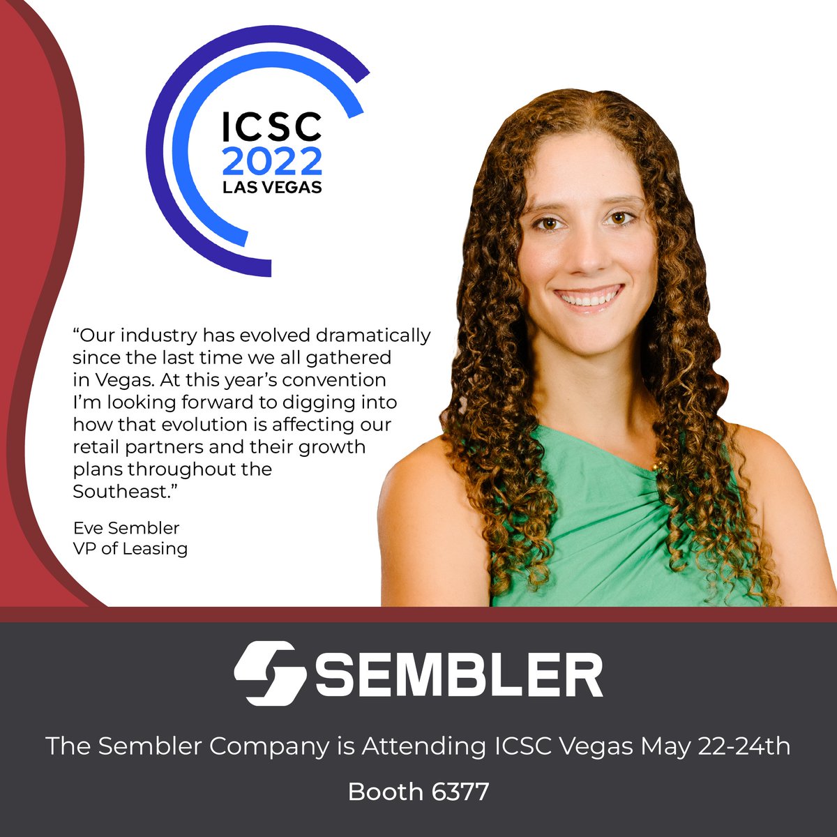 Meet with Eve Sembler at ICSC Vegas!  

#thesemblerco #sembler #icsc #realestate #retail #development #shoppingcenter #lasvegas #vegas #convention