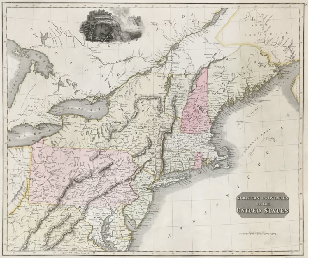 PhilaPrintShop's tweet image. Dave’s Map Pick 🗺️- I chose this beautiful 225-year old #map of the Northern Provinces of the United States, which we affectionately call the Northeast today, as it's where I've spent most of my childhood, youth, college and adult life. 
#mapcollecting #mapcollector