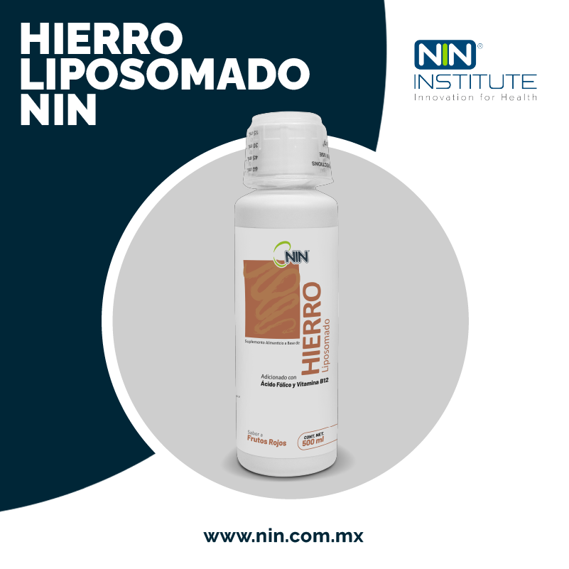 El Hierro Liposomado NIN es un suplemento alimenticio a base de hierro fortificado con ácido fólico y vitamina B12, elaborado con nanotecnología liposomal que garantiza una mayor absorción y disminución de síntomas gastrointestinales.

#HierroLiposomado #LineaDeProductosNIN