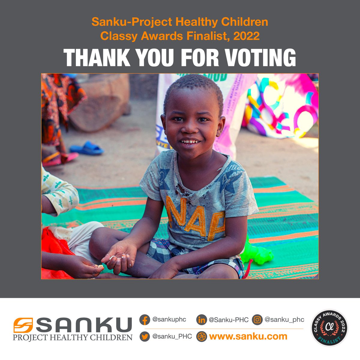 SankuAfrica's tweet image. Thank you for voting for Sanku-PHC in the @classy People's Choice Award 2022 presented by @LinkedIn For Non Profits.  We stand to win part of a pool of $90K. The winners will be announced later in June🤞.  Voting here &amp;gt;&amp;gt;&amp;gt; bit.ly/SankuClassyAwa… #EndHiddenHunger #ClassyAwards