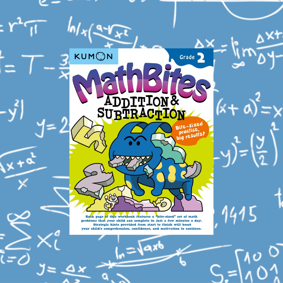 KumonPublishing's tweet photo. Check out our MathBites workbooks! Each page features a small, “bite-sized” set of tasks that your child can do in only a few minutes to boost their comprehension, confidence, and motivation to continue. #MathBites #kumonpublishing #kumonbooks #kumonworkbooks #kumonbks https://t.co/2md8DuZnrb