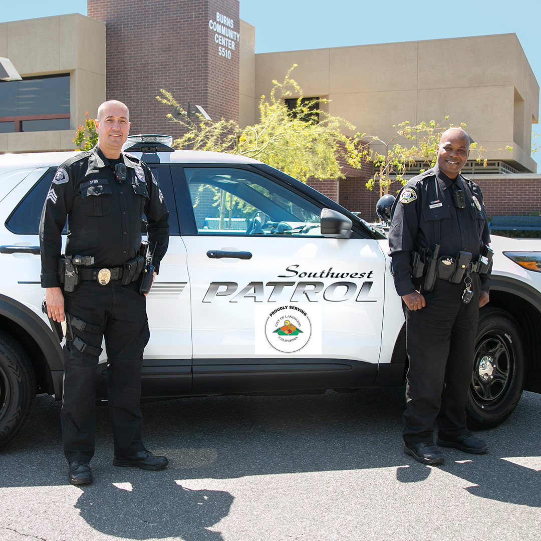LakewoodCA's tweet photo. Southwest Patrol was hired to add to the nighttime patrol presence in Lakewood. Starting Sunday, April 24, every night from 10 p.m. to 6:30 a.m. Southwest cars will patrol every residential street multiple times to observe and report to Lakewood Deputy Sheriffs for fast response. https://t.co/DsdJ2fLW9U