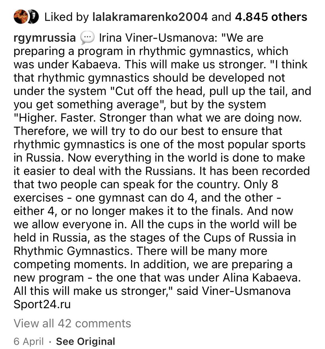 ioanka3's tweet photo. @golden2x @gymasiiiils @kudrytova Here is the translated IG post in case you don’t speak Russian :) https://t.co/tN9vnA6sug