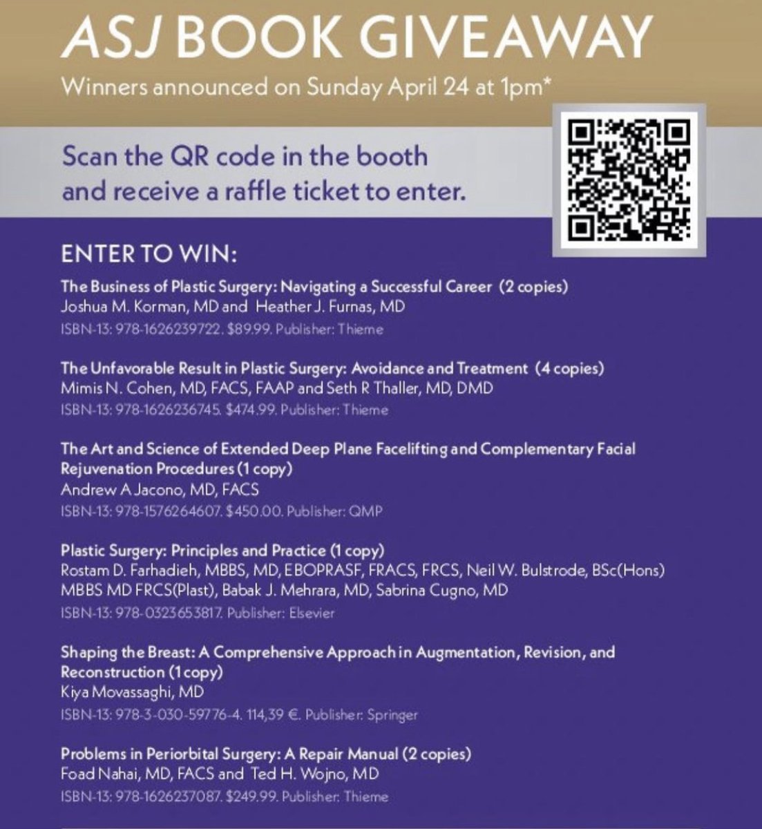 DrGrantStevens's tweet photo. So much to do at #TheAestheticSociety in San Diego, California!
Visit the The Aesthetic Society booth and scan the QR code for your chance to win the @ASJrnl giveaway!
#DrGrantStevens #ASAPS22 #PlasticSurgery #ASAPS #ASJrnl https://t.co/dh7llG3K8f