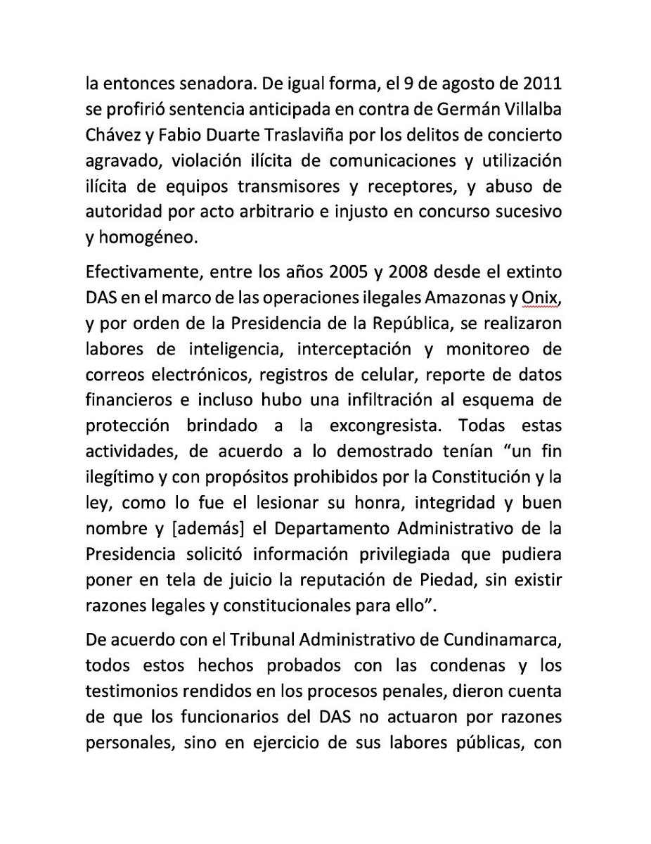 piedadcordoba's tweet photo. OJO a esta noticia:

Confirman condena a la Presidencia de @AlvaroUribeVel por chuzaDAS ilegales y campaña de desprestigio en mi contra.

Entre otros, el tribunal los obliga a pedir disculpas públicas. https://t.co/FeJwrkHrRB