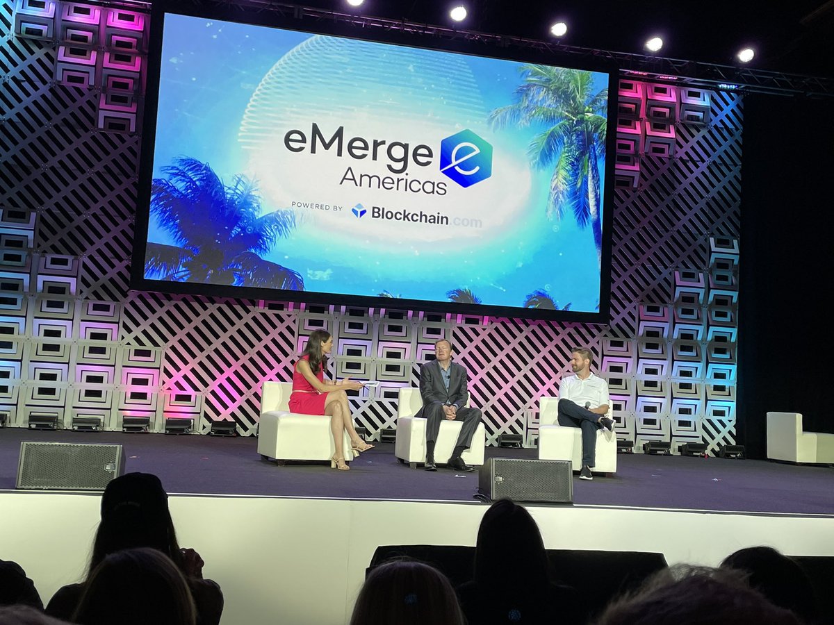 brooksbwallace's tweet photo. And that’s a wrap on @eMergeAmericas! Our brand @blockchain was everywhere, we participated in insightful main stage discussions, did a few media interviews, and hung out in our huge booth. Cheers to fostering continued growth for tech in the Americas. https://t.co/8vOrZ7gZeU