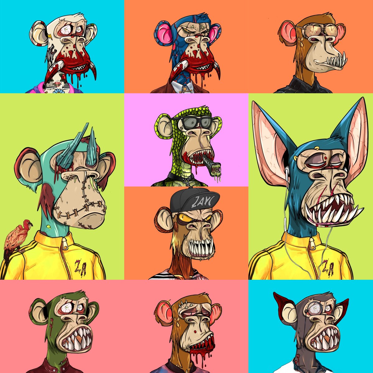 luaRFJ's tweet image. Couldn&apos;t be happier with my haul, debating on adding more! @ZombieApesNFT @ZombieZebrasNFT #ZA