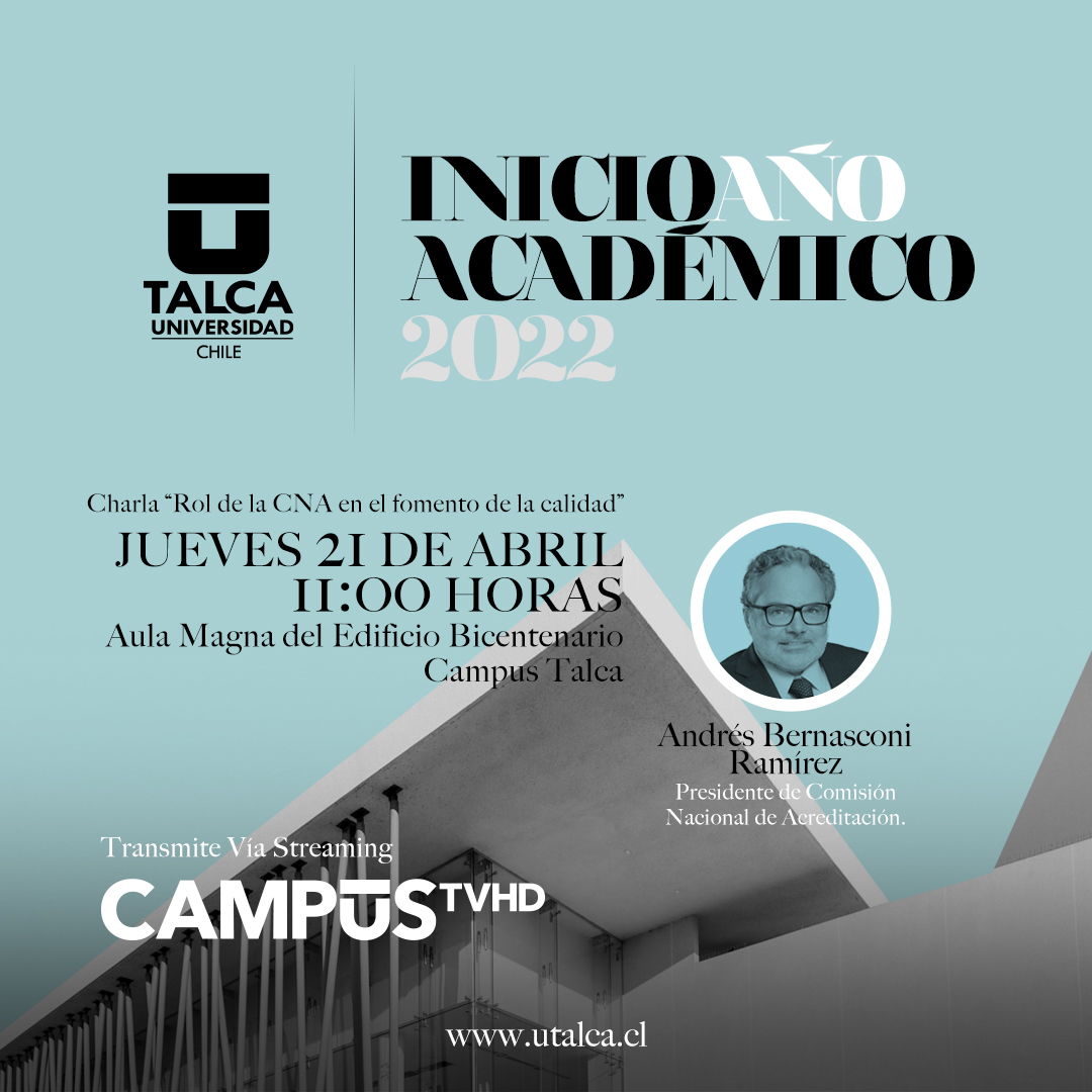 Hoy desde las 11.00 horas👉 Ceremonia de Inicio Año Académico #UTalca2022. Actividad se realizará en el Aula Magna, Campus #Talca.  

Sigue la transmisión en vivo por #CampusTV 📽️ Online 👉 ow.ly/rTXG50IO26F 

<a href="/UTalca/">Universidad de Talca</a> <a href="/CsSaludUTalca/">Ciencias de la Salud UTalca</a>