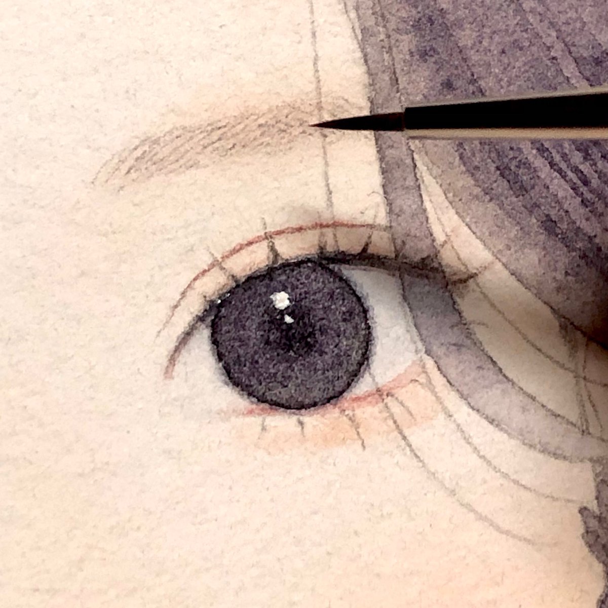 eye focus close-up solo traditional media black eyes painting (medium) watercolor (medium)  illustration images