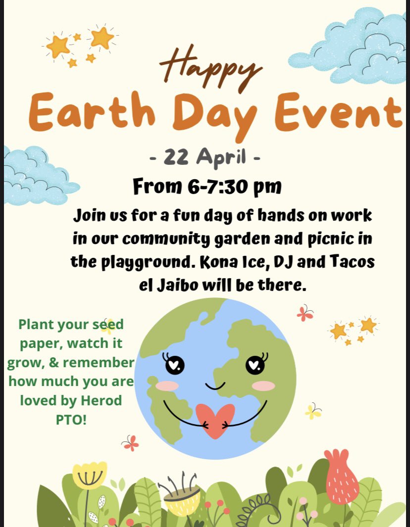 We can't wait to see you at our Earth Day Event tomorrow! @HoustonISD @HISDSupe @ELEM1_HISD @SSaenzPhillips @herodpto
