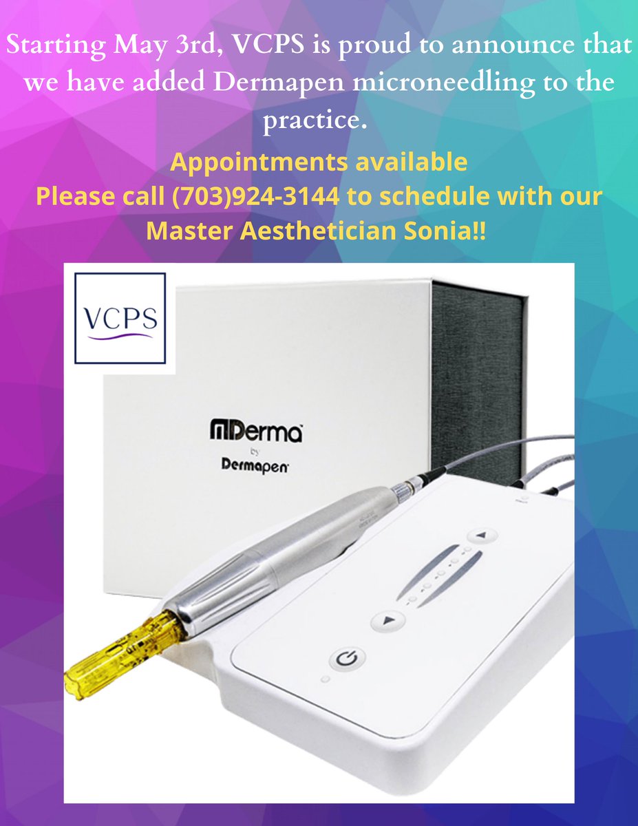 VCPSurgery's tweet photo. You asked, We delivered!! We value our patients aesthetic needs. Consultations for Microneedling are now available here at VCPS. Please contact us at (703)924-3144 to schedule with our Master Aesthetician Sonia. https://t.co/vcmoHlLXVJ
