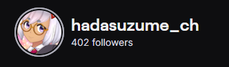 hadasuzume_ch's tweet photo. Thank you to 400 Masters! π
It is an absolute honor to call you my Master and friend!
#ENVtuber #TAGVtuber #PHVtuber #REALITY #LIVElyUme https://t.co/BUqUy2B1ap