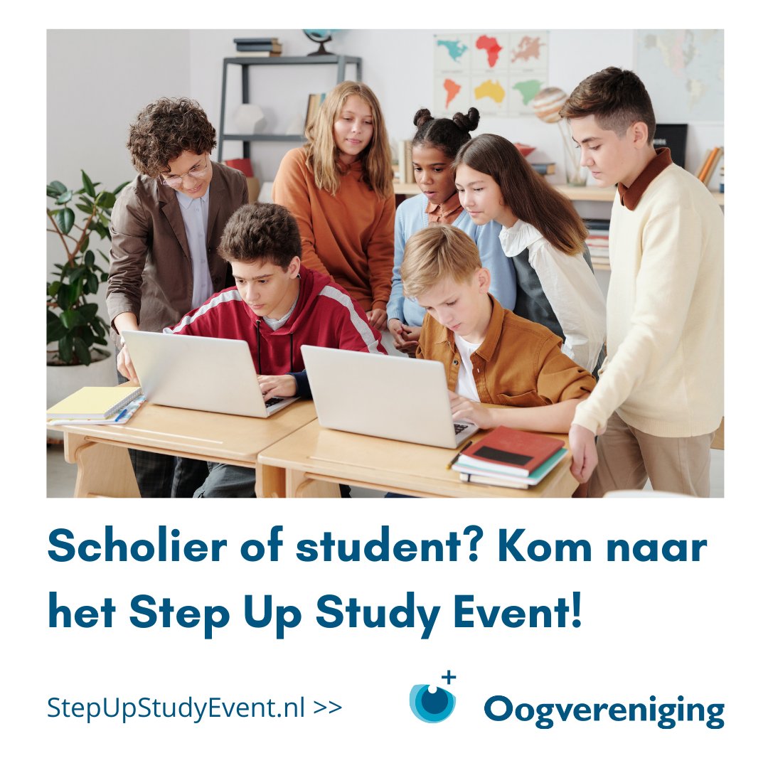 Oogvereniging's tweet photo. Zit je op de middelbare school of studeer je? En heb je een visuele beperking? Kom dan naar het Step Up Study Event op 21 mei in Leusden!

https://t.co/sbUJFEUowo https://t.co/V1diXIrRLQ