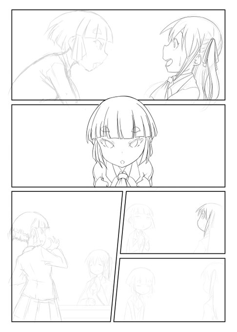 セーブミスるは間違って全消しで余計なコマまで消すわでなんかペン入れ描き直してるうちにそもそもそんな可愛くないページなの何回も直してるの嫌になったんで下描きから描き直してみたッス! 右が描き直しラフ 可愛くなったと思う たぶんw 