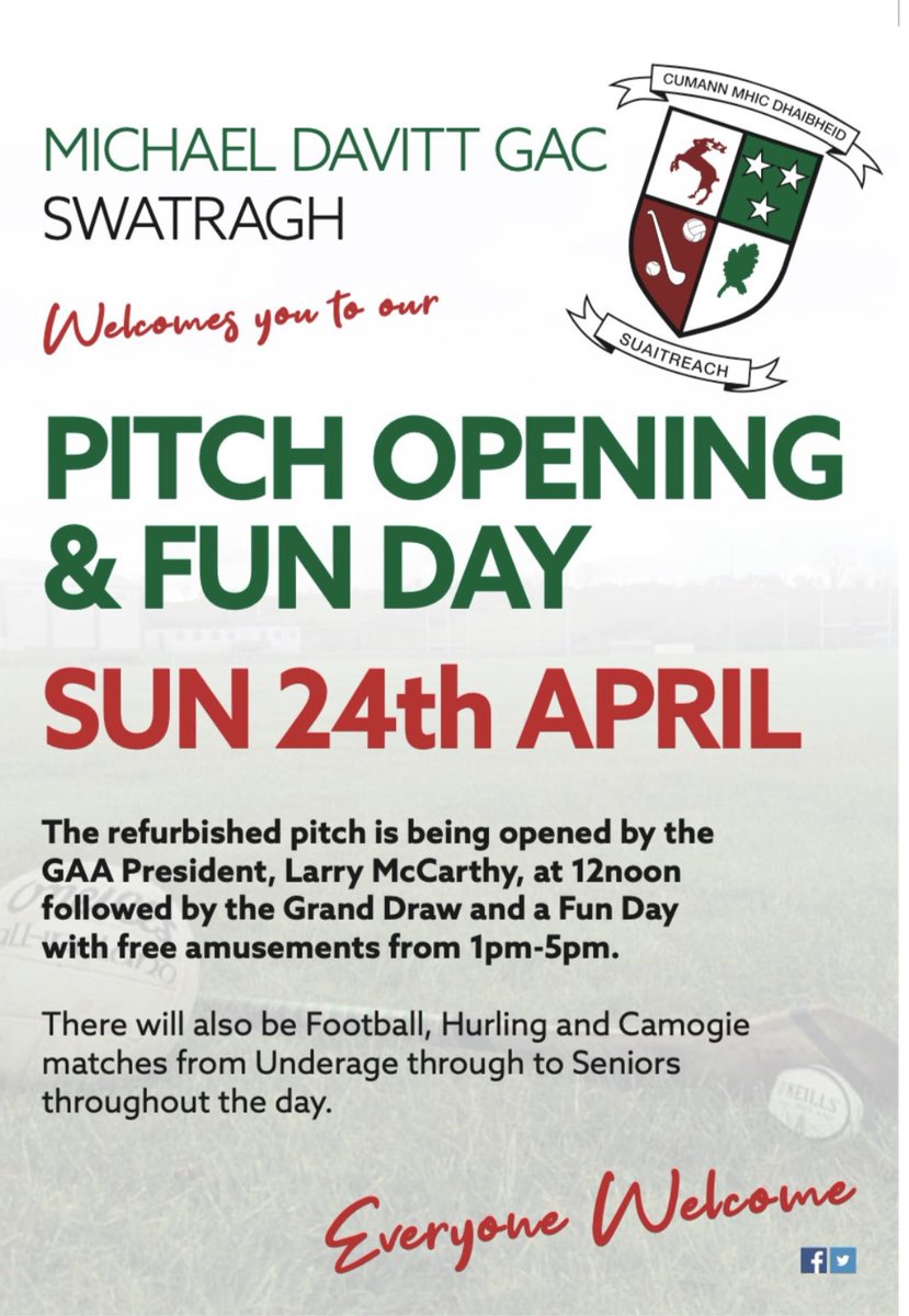 Michael Davitt GAC | Swatragh (@davittswatragh) on Twitter photo Please retweet.
<a href="/SlaughtmanusGAC/">Slaughtmanus GAC</a> <a href="/Doiregaa/">Derry GAA</a> <a href="/killyc123/">Killian Conlan</a> <a href="/KilreaGAC/">Kilrea GAC</a> <a href="/BellaghyGAC/">Bellaghy Wolfe Tones GAC</a> <a href="/BellaghyPaulD/">Paul D</a> <a href="/GACSlaughtneil/">CLG Roibeard Eiméid, Sleacht Néill</a> <a href="/WattyGrahamsGAA/">CLG Watty Graham, Gleann</a> <a href="/UlsterGAA/">Ulster GAA</a> <a href="/MidUlster_DC/">Mid Ulster Council</a> <a href="/GlenullinGAC/">Glenullin GAC</a> <a href="/ScreenGAA/">Ballinascreen GAC</a> <a href="/RossaGaelsDerry/">RossaGaelsDerry</a> <a href="/Rossaforever/">Noel O'Neill</a> <a href="/brianmcguigan7/">brian mc guigan</a> <a href="/EoghanRua/">EoghanRua</a> <a href="/FaughanvaleGAA/">Faughanvale GAA</a>. All Patrons Welcome. Please retweet.
<a href="/SlaughtmanusGAC/">Slaughtmanus GAC</a> <a href="/Doiregaa/">Derry GAA</a> <a href="/killyc123/">Killian Conlan</a> <a href="/KilreaGAC/">Kilrea GAC</a> <a href="/BellaghyGAC/">Bellaghy Wolfe Tones GAC</a> <a href="/BellaghyPaulD/">Paul D</a> <a href="/GACSlaughtneil/">CLG Roibeard Eiméid, Sleacht Néill</a> <a href="/WattyGrahamsGAA/">CLG Watty Graham, Gleann</a> <a href="/UlsterGAA/">Ulster GAA</a> <a href="/MidUlster_DC/">Mid Ulster Council</a> <a href="/GlenullinGAC/">Glenullin GAC</a> <a href="/ScreenGAA/">Ballinascreen GAC</a> <a href="/RossaGaelsDerry/">RossaGaelsDerry</a> <a href="/Rossaforever/">Noel O'Neill</a> <a href="/brianmcguigan7/">brian mc guigan</a> <a href="/EoghanRua/">EoghanRua</a> <a href="/FaughanvaleGAA/">Faughanvale GAA</a>. All Patrons Welcome.