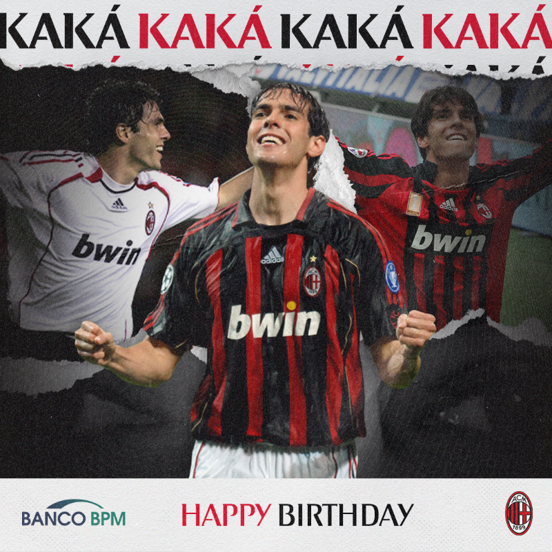 acmilan's tweet photo. The great number 2️⃣2️⃣ turns 40! Have a great day, @KAKA ❤️🖤

Il ricordo di quella mano che batte sul petto... Tanti auguri Ricky! ❤️🖤

#SempreMilan | @BancoBPMSpa