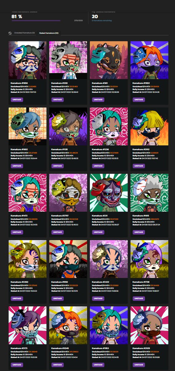 GOODMORNING all ! 
Purchased my 20th <a href="/kamakura_nft/">Kamakura 鎌倉 {915} | SHINOPETS MINT</a> today.

Lunch $RAMEN for 20 pls 🍜!  

@magiceden #passiveincome #Solana #opensea