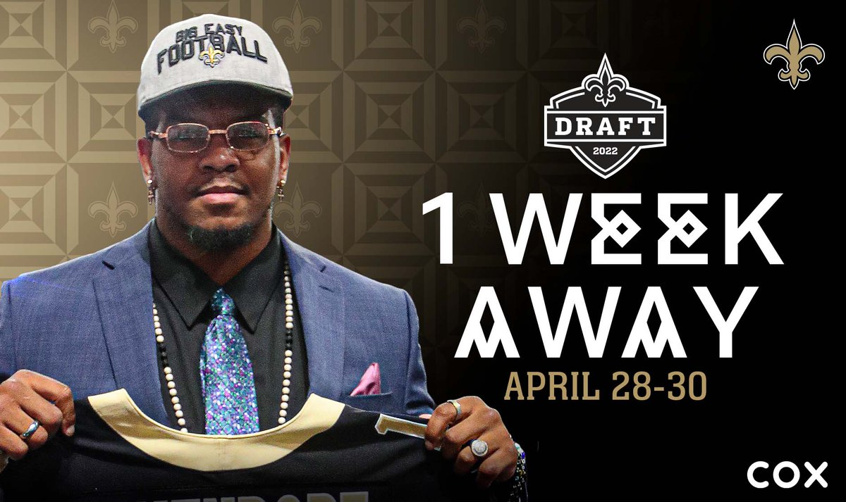 Saints's tweet photo. A week away! 🏈

#SaintsDraft | @CoxComm https://t.co/pmLGmHuteC