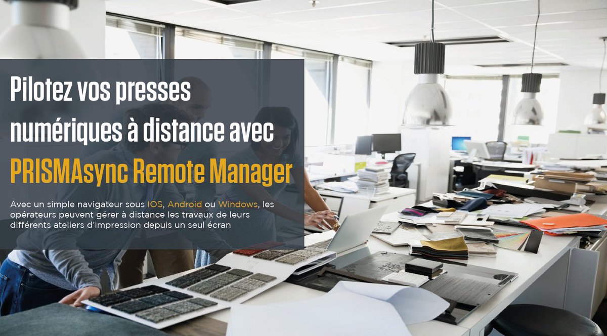 CanonProPrintFR's tweet image. Découvrez #PRISMAsync Remote Manager !
Pilotez vos presses numériques à distance avec un simple navigateur sous IOS, Android ou Windows. Gérez à distance les travaux de vos presses numériques depuis un seul écran :
prisma-demo.com/prismasync/