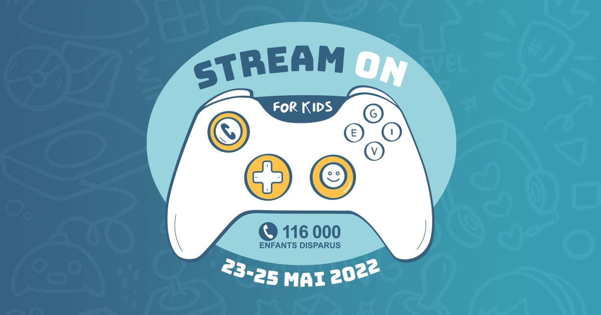 116000FRANCE's tweet photo. 📆 J-32 avant le #StreamOn 📆
Ce live caritatif sur #Twitch récolte des dons pour le 116 000 lors de la Journée Internationale des Enfants Disparus.
Pour l’édition 2022, une trentaine de streamers seront réunis du 23 au 25 mai dans la métropole lilloise.
👉https://t.co/uYIjSm0Cyu https://t.co/EW0OVrR8Ev