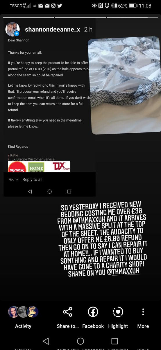 ShannonDeeannee's tweet photo. @TKMaxx_UK  shame on you never in my life have I had this from customer service before. https://t.co/fNySYN180d