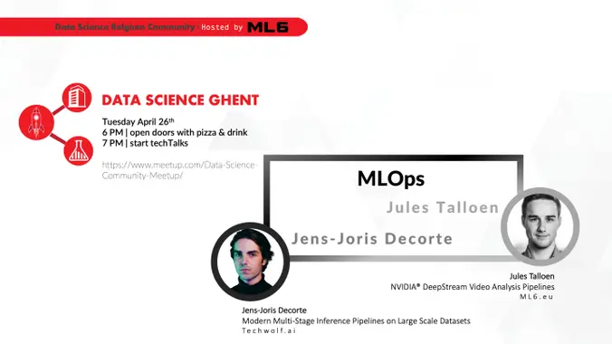<a href="/ml6team/">ML6</a> is hosting the next Data Science <a href="/Meetup/">Meetup</a> Ghent, this time - physical edition at our ML6 office. The topic of the event will be #MLOps. Register now and save your spot 👉 hubs.la/Q018xXMy0 #ml6 #ml6team #accelerateintelligence #meetup #datascience #NVIDIA