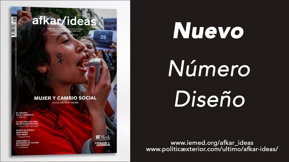 ❗ Estamos de enhorabuena ❗
Presentamos nuevo número y nueva imagen🔝de afkar/ideas, la revista coeditada por el <a href="/IEMed_/">IEMed</a> y <a href="/PolExt/">Política Exterior</a> desde 2003.
Lee en abierto todos sus artículos y su dossier sobre #mujeres y #cambio_social en el mundo árabe.
#afkar65
➡️iemed.org/afkar-edition/…