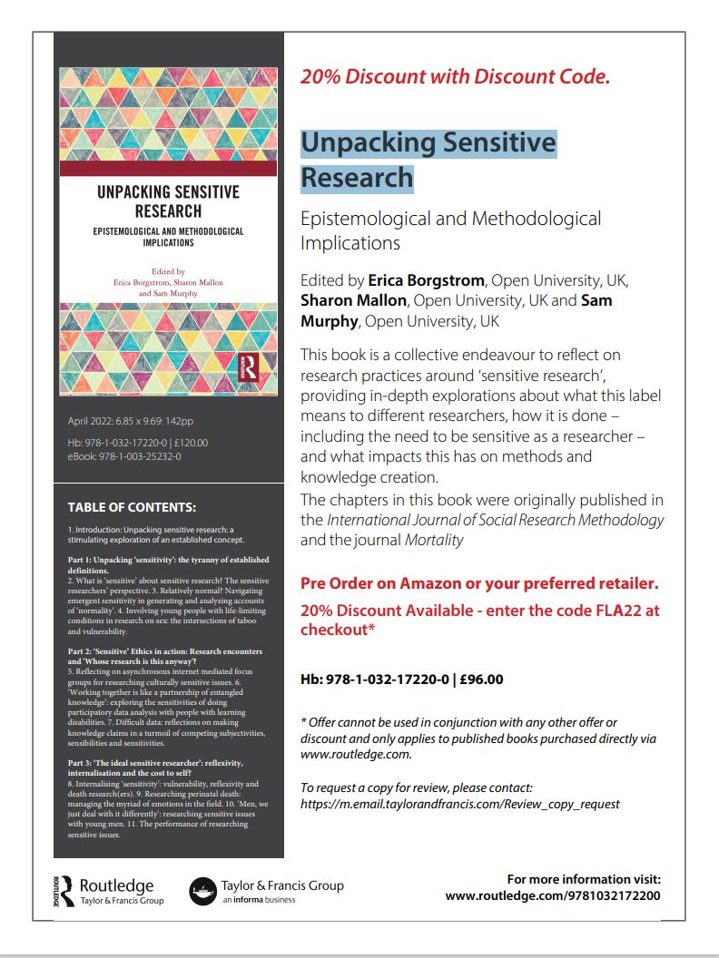 SharonMallonPhD's tweet photo. Our new book on #sensitiveresearch out now! https://t.co/JXocZCW2O5
