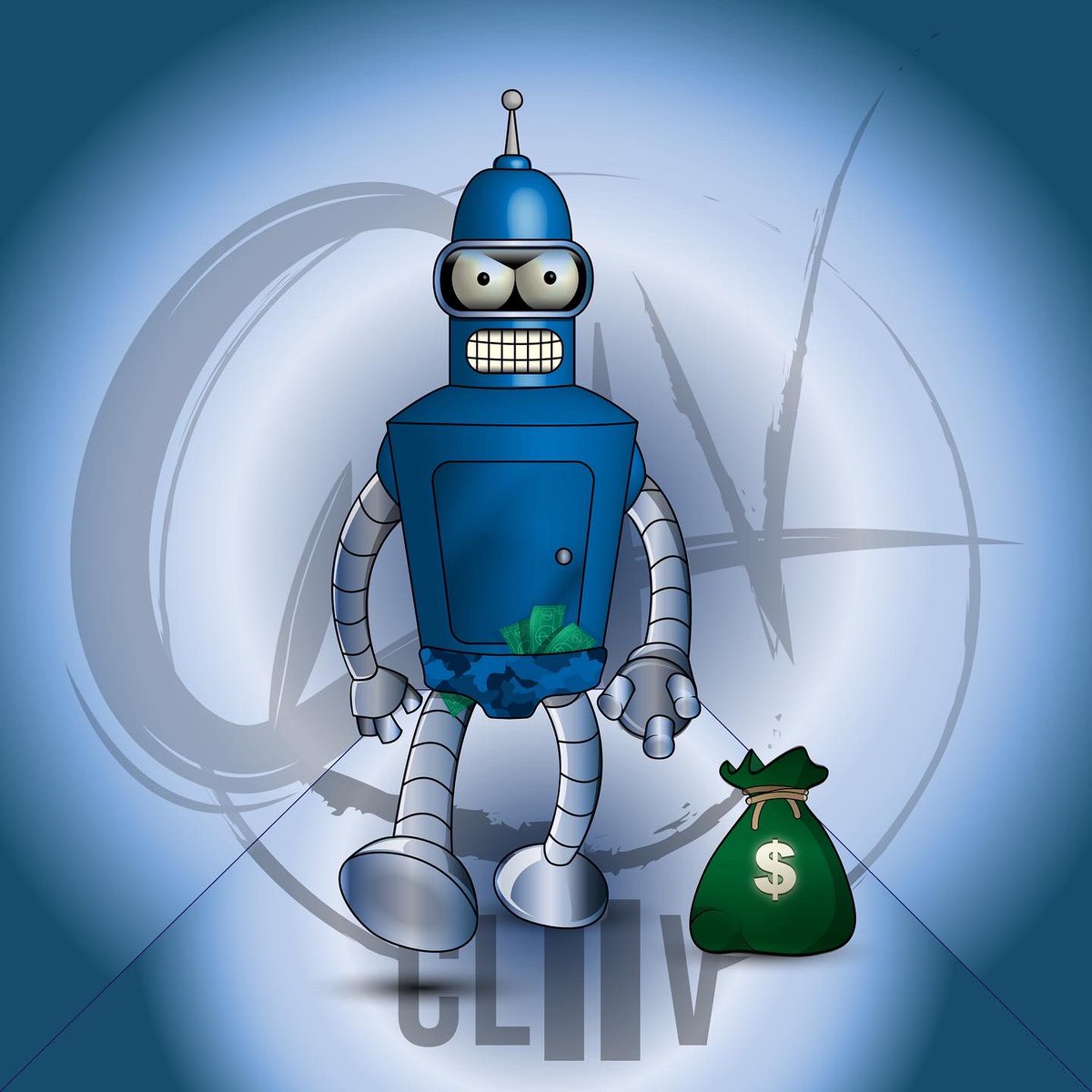CliivD's tweet photo. ✍🏼 Bender #Futurama ! Mise à jour de @Illustrator avec la #3D et les matières du coup on s’amuse avec l’effet marbre, bois et Or . https://t.co/vW4FDnPeYa