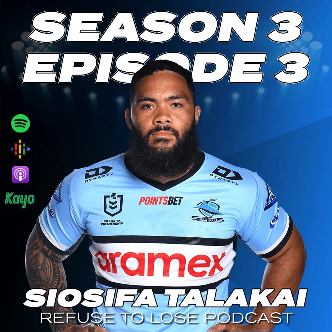 RefusePodcast's tweet image. A double for Siosifa Talakai already!!! 
If haven’t yet get to know him a bit better in our most recent chat! 

Available now on all podcast platforms 🎧 #nrlsharksmanly #cronullasharks #talakai