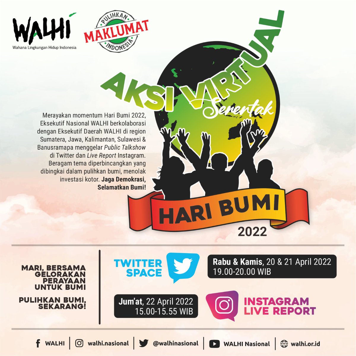 dlixvision's tweet photo. Mari bergabung dengan kami dalam Aksi Virtual serentak @walhinasional Hari Bumi 2022 https://t.co/kiootxWGt3