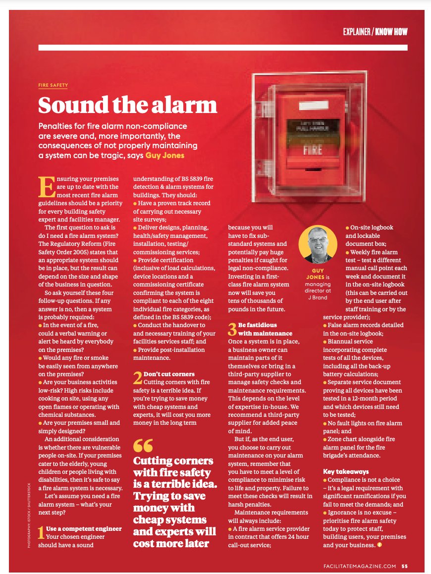 J Brand's Guy Jones on how and why you need to properly maintain a fire alarm system.

Essential reading!⬇️