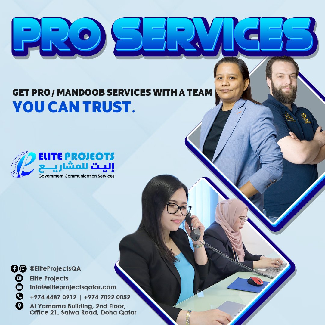 eliteprojectsQA's tweet image. Elite Projects do have a professional and experienced crew who will assist you in the completion of your governmental papers effectively in a record time.

#EliteProjects #PROServices #Qatar #qatar2022 #PROServicesinqatar