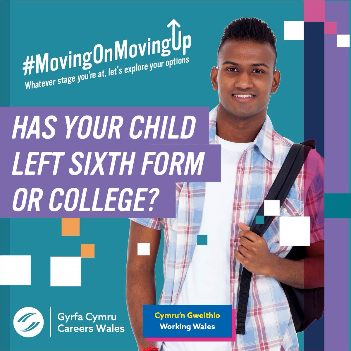 CareersWales's tweet photo. Parents! We know that deciding on next steps after school, college or sixth form can be hard for your child. 

That’s why our advisers are on hand to help you and them decide on suitable options 🤩

☎ 0800 028 4844  #MovingOnMovingUp https://t.co/VyyY2fit0B