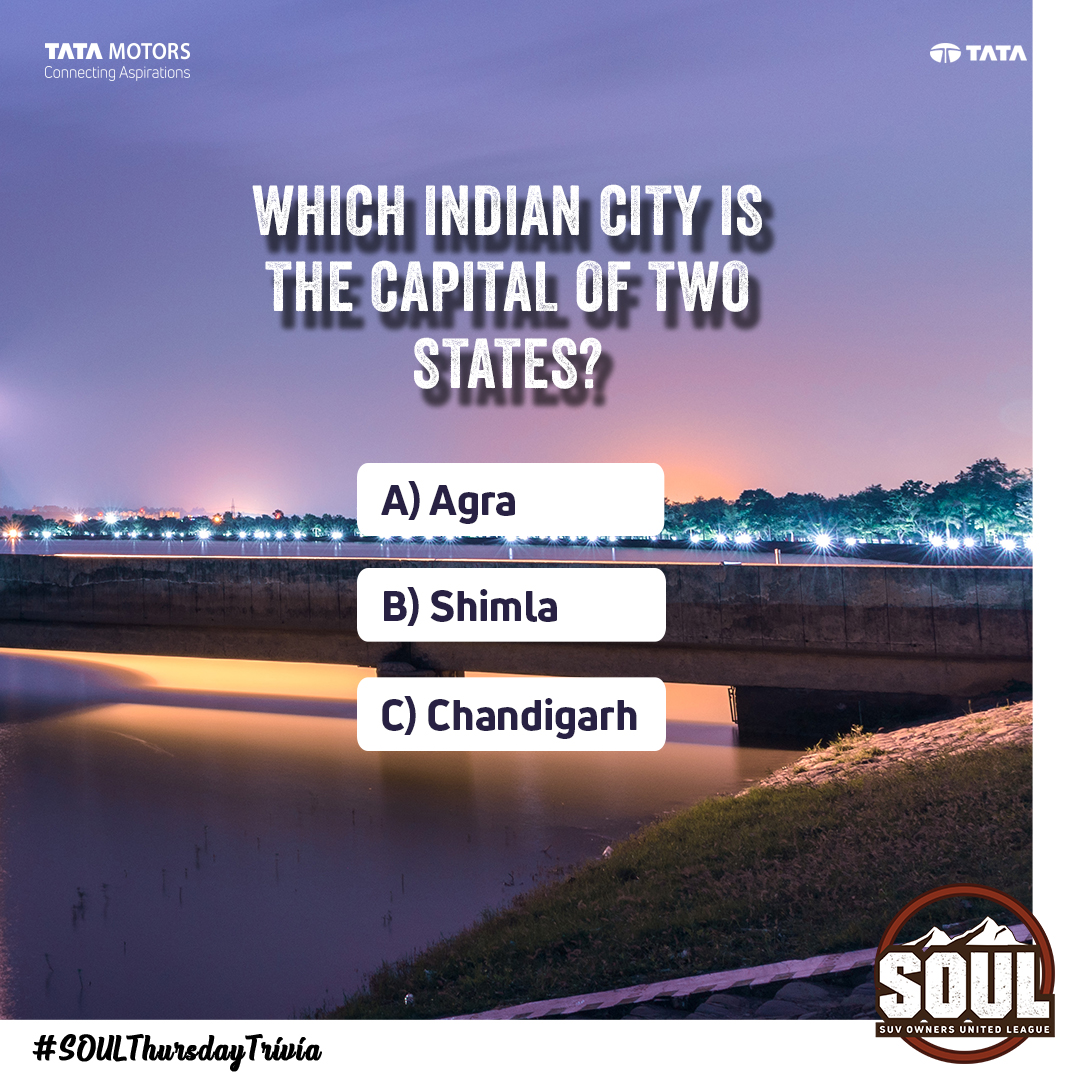TataMotors_Cars's tweet image. It’s time to awaken the travel geek in you with this week’s #SOULThursdayTrivia 💭 
Crack the question mentioned and comment below with your answer. 🤔
Hint – It is known to be one of the early planned cities in India.

#DriveWithSOUL #ConnectWithSOUL
