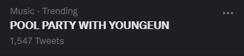 SYECHARTS's tweet photo. 'POOL PARTY WITH YOUNGEUN' is currently trending in the music category!

POOL PARTY WITH YOUNGEUN
#YOUNGEUN #서영은
#ヨンウン  @official_kep1er https://t.co/NtXE1gSCQ2