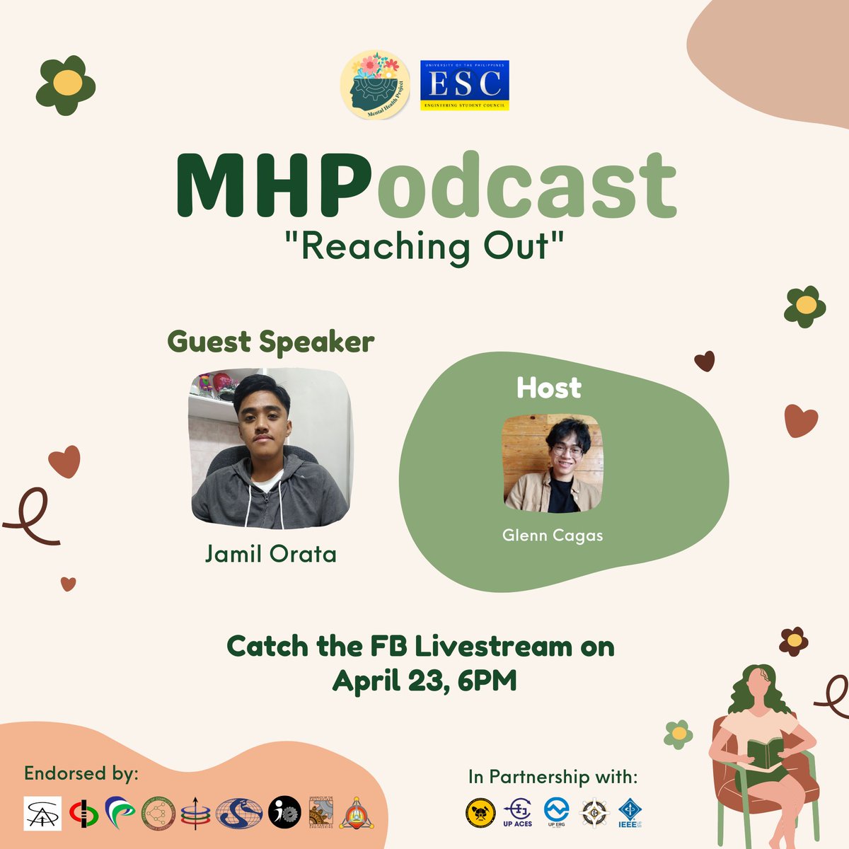 MHPodcast | Reaching Out
Stay tuned for the next episode of MHPodcast with our guest speaker, Jamil Orata, this April 23 (Saturday) 6PM!

This event is hosted by Glenn Cagas.

#MentalHealth
#ESC_MHP