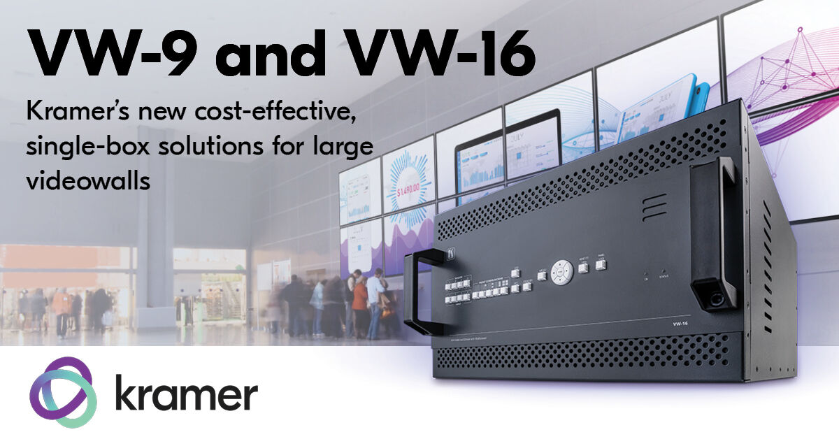 KramerElec's tweet photo. You asked, and Kramer we delivered. Cost-effective 3X3 and 4X4 videowalls driven by all-inclusive single-box processor solutions. See what the VW-9 and VW-16 can do.
👉https://t.co/7QyMlkdjTf
#videowall
#CompleteVideowallSolution
#KramerVideowalls
#MissionCriticalApplications https://t.co/BHuYX05EZG