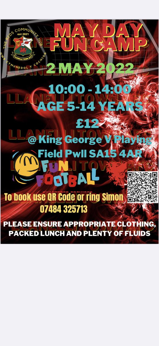 reds_hub's tweet photo. Book today to avoid disappointment! One day Fun Camp @Pwllafc92 great day planned with a special guest appearance 👀👀to book click on the link: https://t.co/exQo1KzA5M #Ymlaen @LlanredsSC @LlanelliTownAFC @Megan_Jones04 @Esney2Tom @cian131 @Jordan_Fox95 @FAWTrust @FunFootballUK https://t.co/aGAdiCCwVb