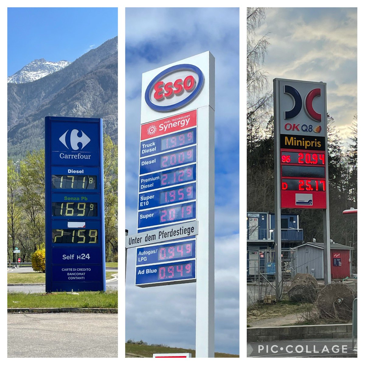 Tre länder: Italien, Tyskland och Sverige. Tre olika priser på diesel och bensin. Det är inte Putin, utan våra egna skatter som gör bränslet dyrt. Regeringen försöker komma undan sitt eget ansvar när de pratar om Putinpriser. Rätt namn är Anderssonpriser. #diesel #svpol