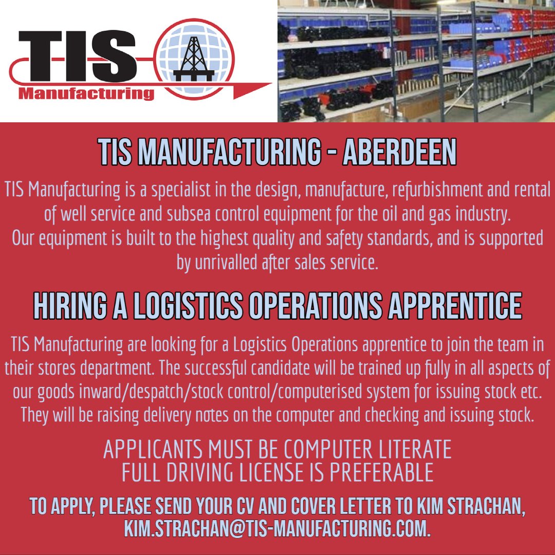 tullostraining's tweet image. Would you like to start your career with a #modernapprenticeship? Send your CV &amp;amp; Cover Letter to Kim Strachan by 19 May 2022 to be considered. 📦
#logistics #logisticsoperations #stores #storesperson #apprenticeship #apprentice #recruiting #training #aberdeen #dyce #aberdeenshire