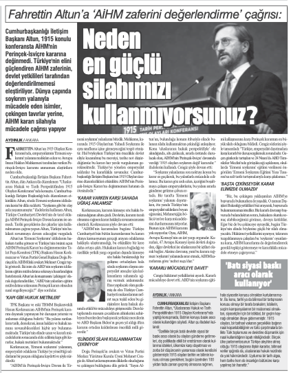 Cumhurbaşkanlığı İletişim Başkanı Fahrettin Altun'un (<a href="/fahrettinaltun/">Fahrettin Altun</a>) 1915 konulu konferansta AİHM'in Perinçek-İsviçre kararına değinmemesi üzerine konuyla ilgili görüşlerimiz Aydınlık Gazetesi'nde yer aldı.

"Neden en güçlü silahımızı kullanmıyorsunuz?"

aydinlik.com.tr/haber/fahretti…