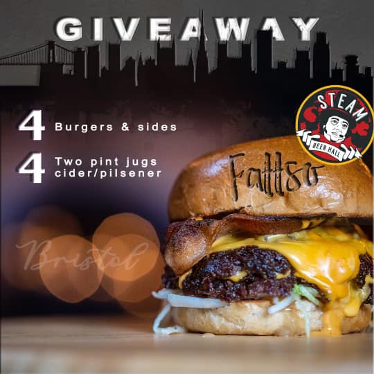COMP TIME
4 Burgers Plus Sides 
2 Four Pint Jugs of Pilsner or Cider

1️⃣ Like this post 👍
2️⃣ Follow both @fattsoburger &amp; @steambristol 👀
3️⃣ Tag your burger &amp; beer buddies 🏷 (each friend tagged will count as an entry)

 Ends on May 4th 2022.