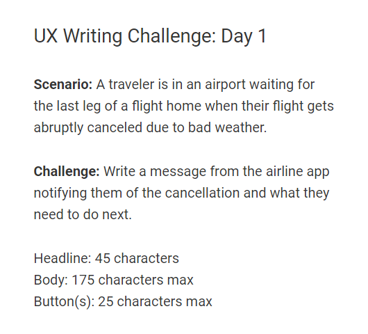 _miiishh's tweet photo. Trying to take a leap forward to upscaling, I took a DailyUXWriting Challenge!
Here's what I wrote for day 01.
@dailyuxwriting
Looking forward to feedback.
#dailyuxwriting #dailyuxwritingchallenge #uxwritingchallenge #uxwriting https://t.co/6ZIV8jajgZ