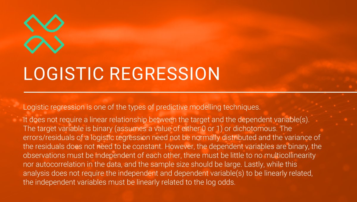 Pangaea_X_'s tweet image. Logistic regression is one of the types of predictive modelling techniques.

Hire a freelancer to help your business today at pangaeax.com

#logisticregression #linearrelationship #targetvariable #data #predictivemodelingtechniques #pangaeax #xmarksthespot
