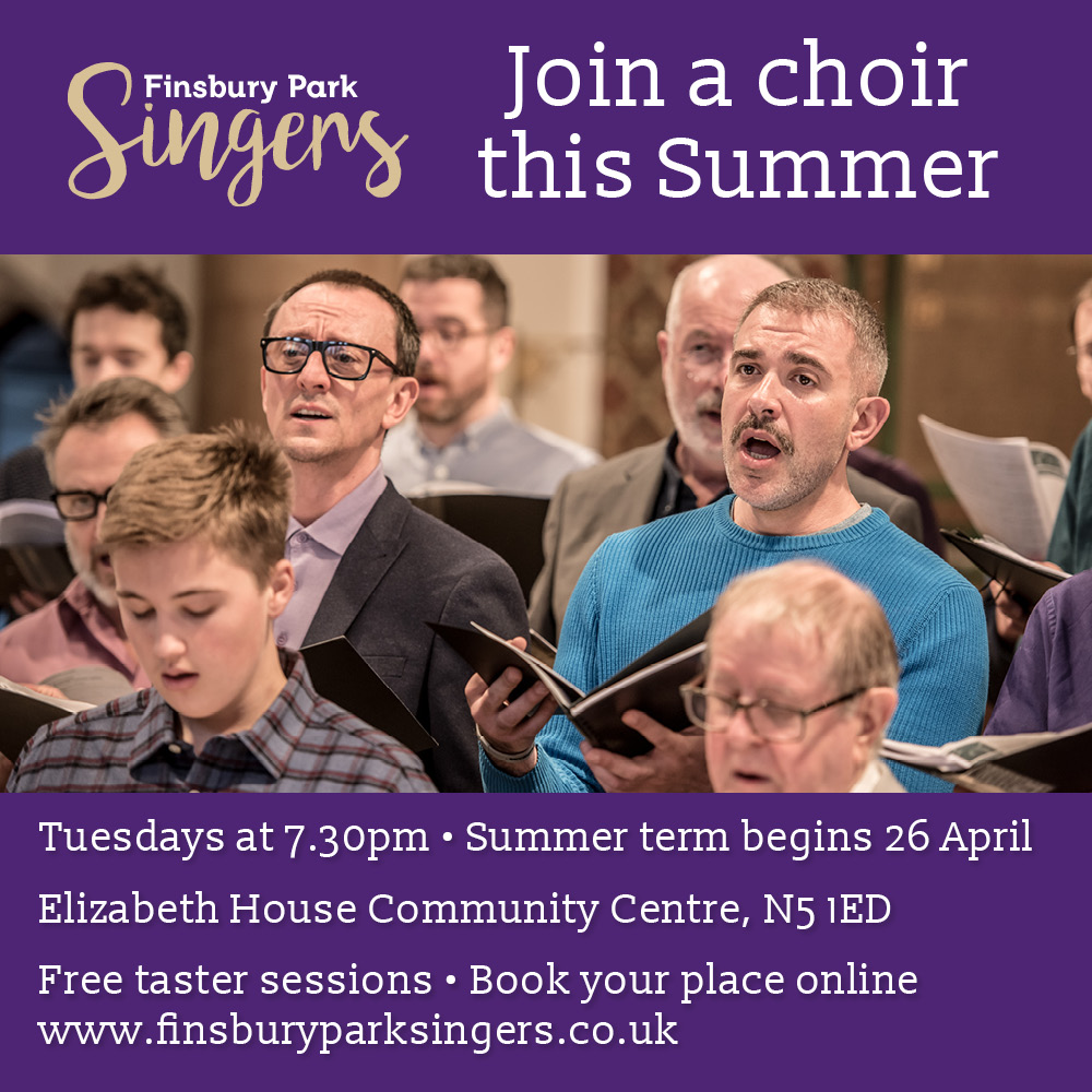 Our new term begins next Tuesday, 26 April - come and join our friendly choir! There are so many good reasons to sing - community, breathing, a shared endeavour, friendship & endorphins! Tuesdays at @EH_Highbury, 7.30pm to 9pm. Book online - bit.ly/3jXmK31