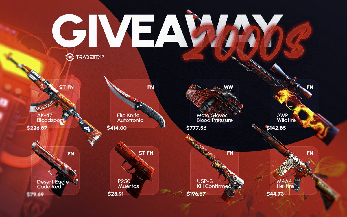 $2000 loadout Giveaway!
- 
To enter:
1. Follow <a href="/tradeit_gg/">Tradeit</a> 
2. tradeit.gg/gift/red-sprin… enter here
3. RT this! ❤️
--- 
Ends in 19 days.