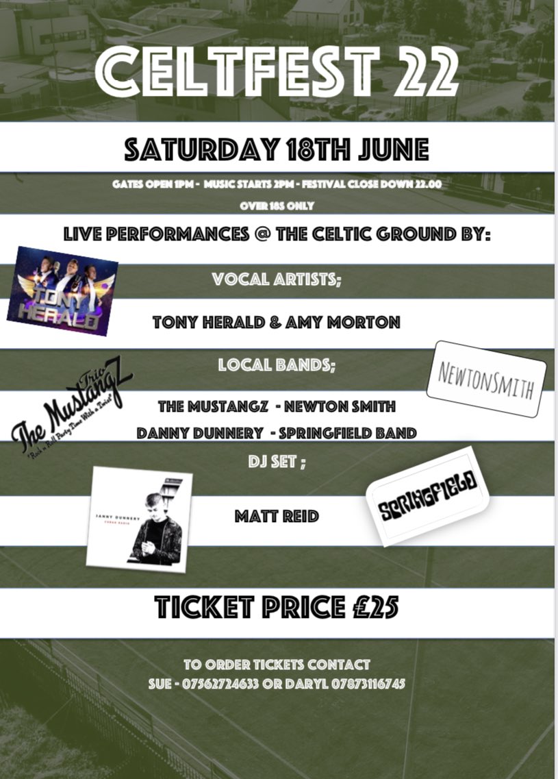 TICKETS ON SALE NOW

AVAILABLE IN THE CLUBHOUSE AND VIA THE PHONE NUMBERS💚🤍🍀